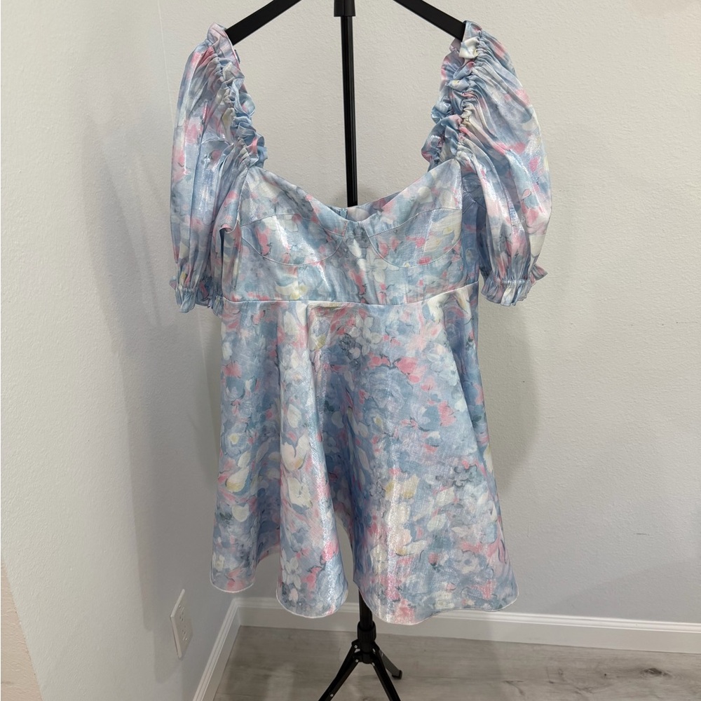 Selkie Pastel Watercolor Slip Dress in Light Blue and Pink